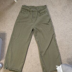 Olive Green Wide-Leg Pants
